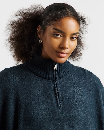 Funnel Neck Zip Up Poncho
