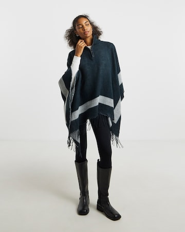 Funnel Neck Zip Up Poncho
