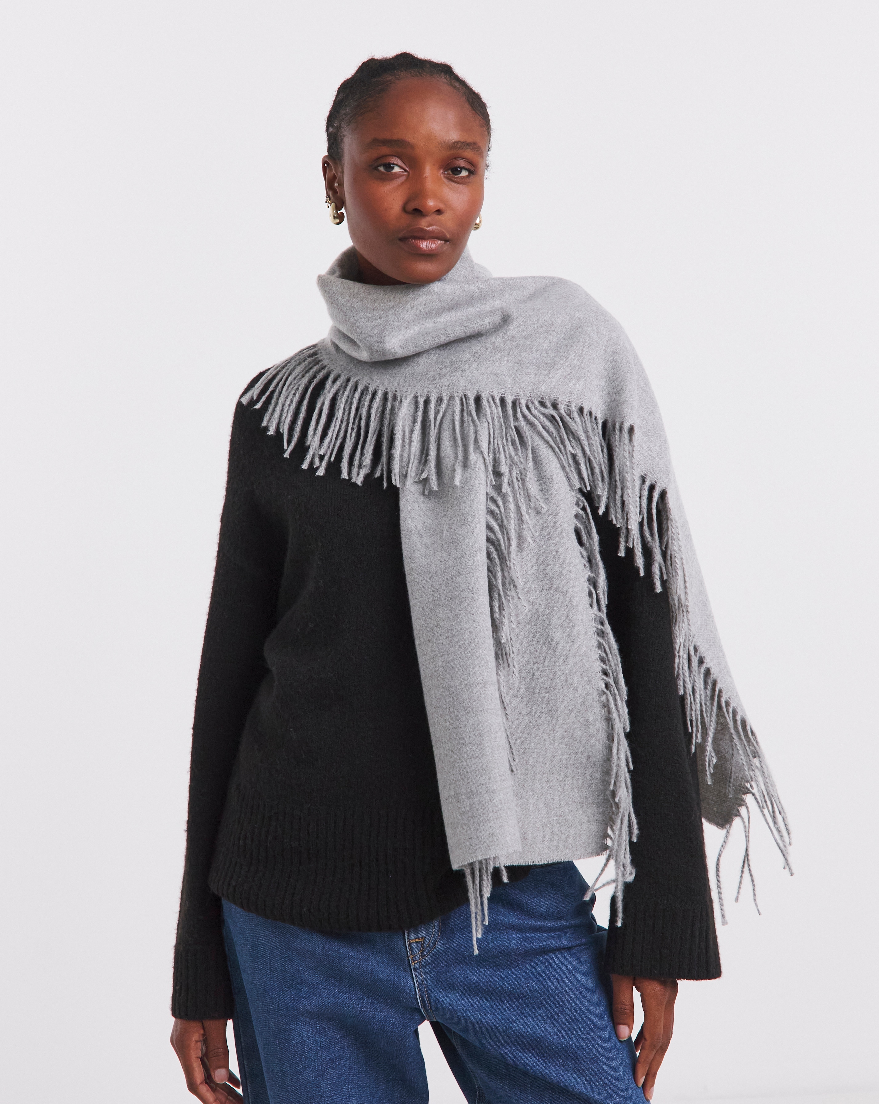 Fringe Detail Midweight Scarf