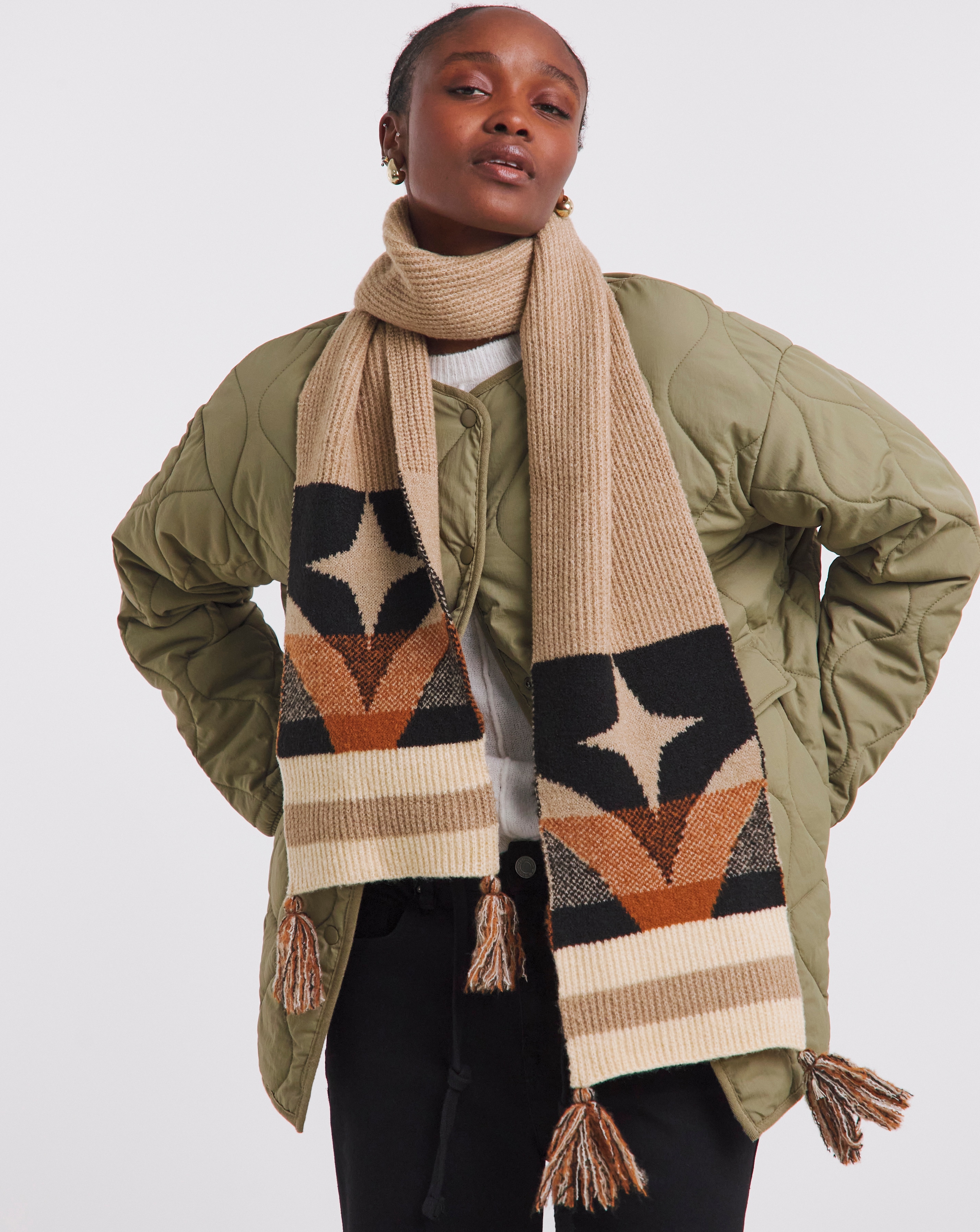 New In - Aztec Pattern Knitted Scarf