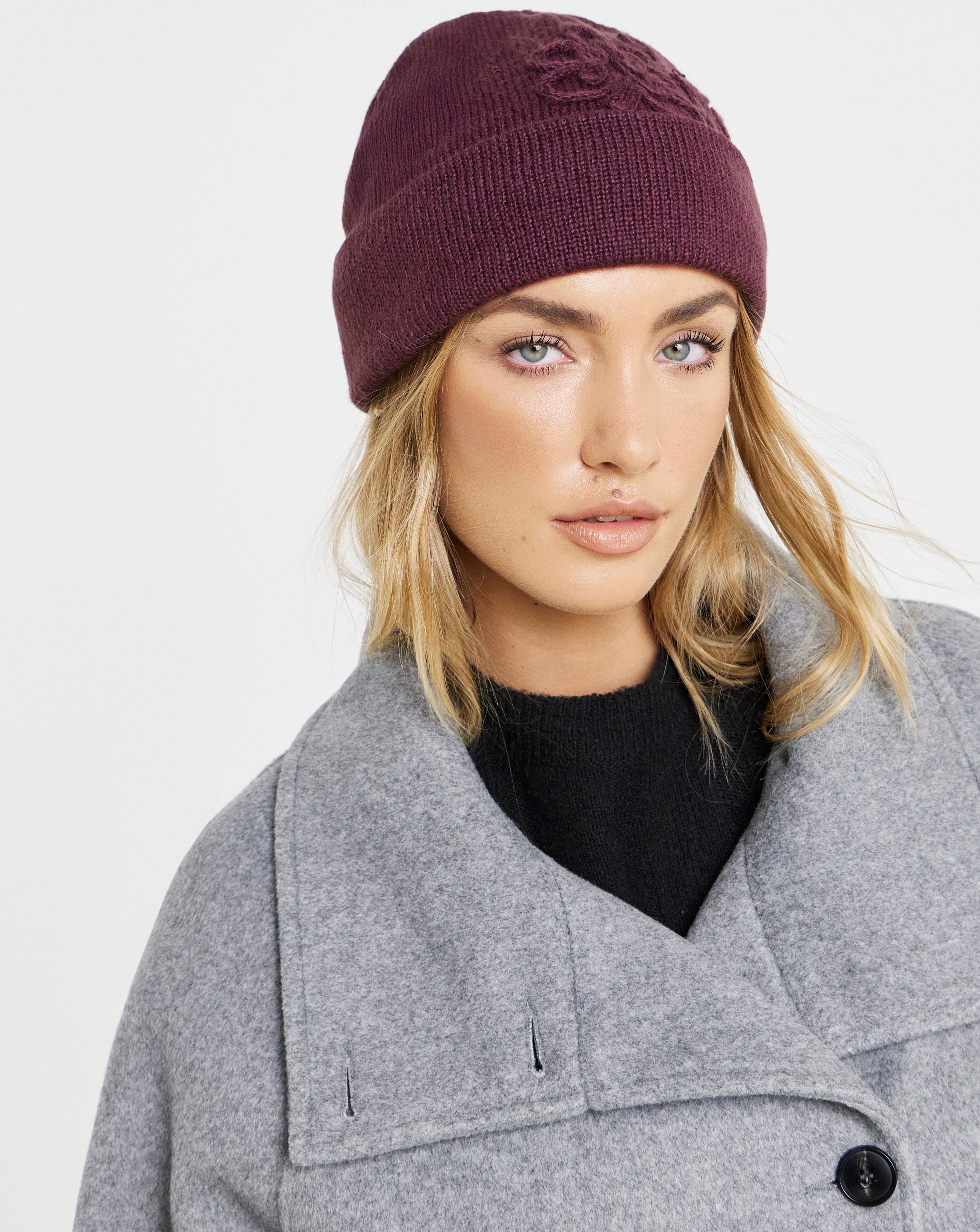 Floral Embroidered Beanie