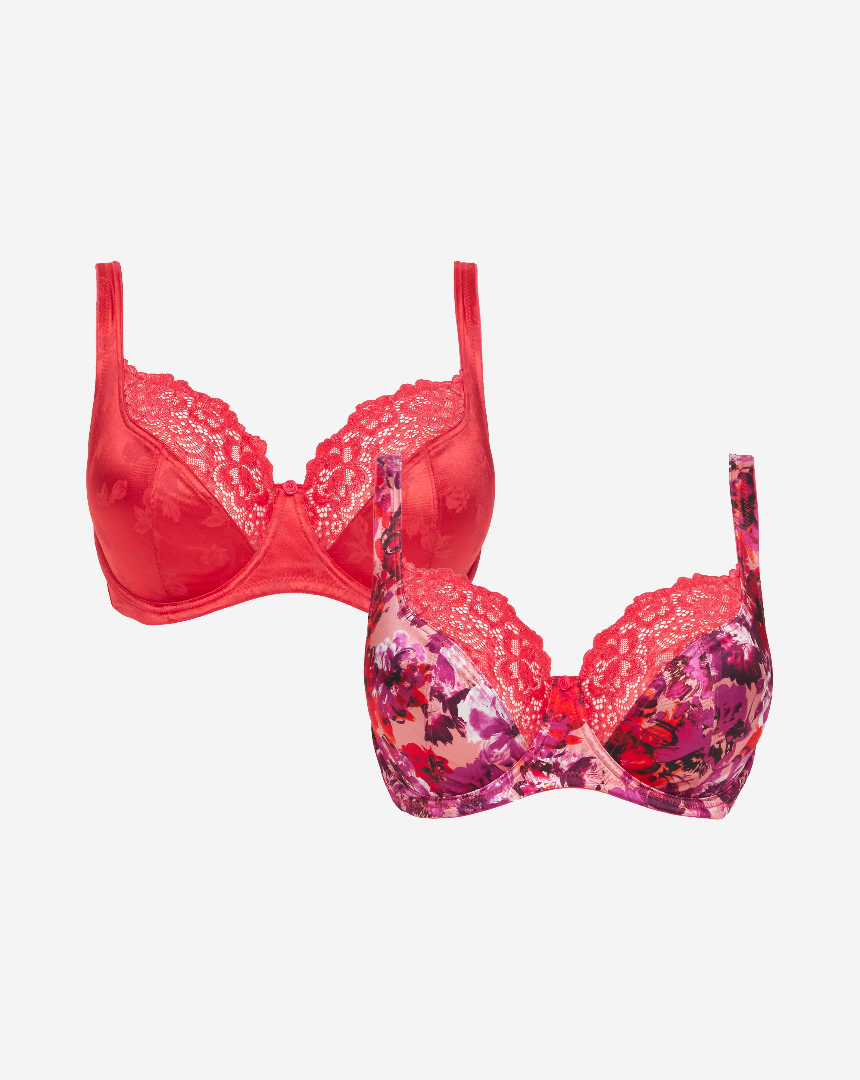 Pretty Secrets 2 Pack Laura Full Cup Bras In Pink floral | UK Size 38B Women's