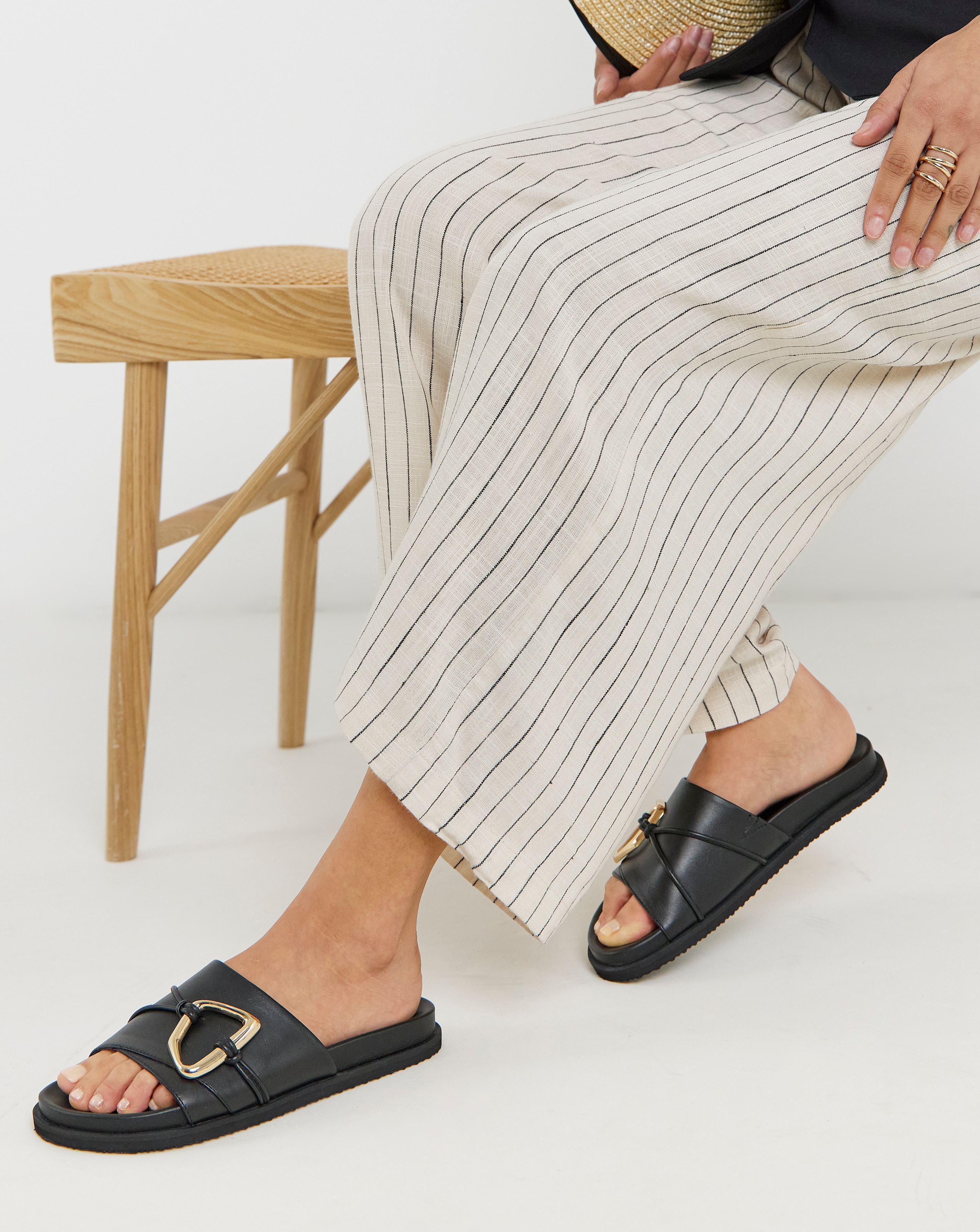 New In - Oversized Trim Mule Sandal Wide