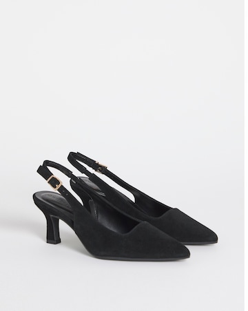 Verona Suede Pointed Toe Slingback Heels - Extra Wide Fit (EEE)