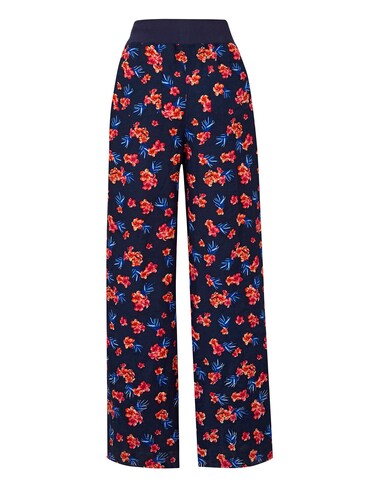 Floral Slouch Linen Mix Wide Leg Trousers Sht