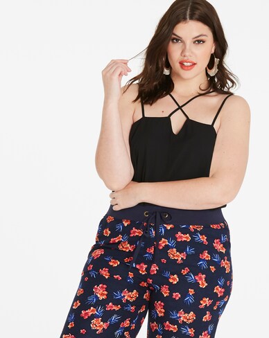 Floral Slouch Linen Mix Wide Leg Trousers Sht