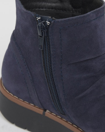 Heavenly Soles Roisin Low Wedge Ruched Boots With Zip - Wide Fit (E)