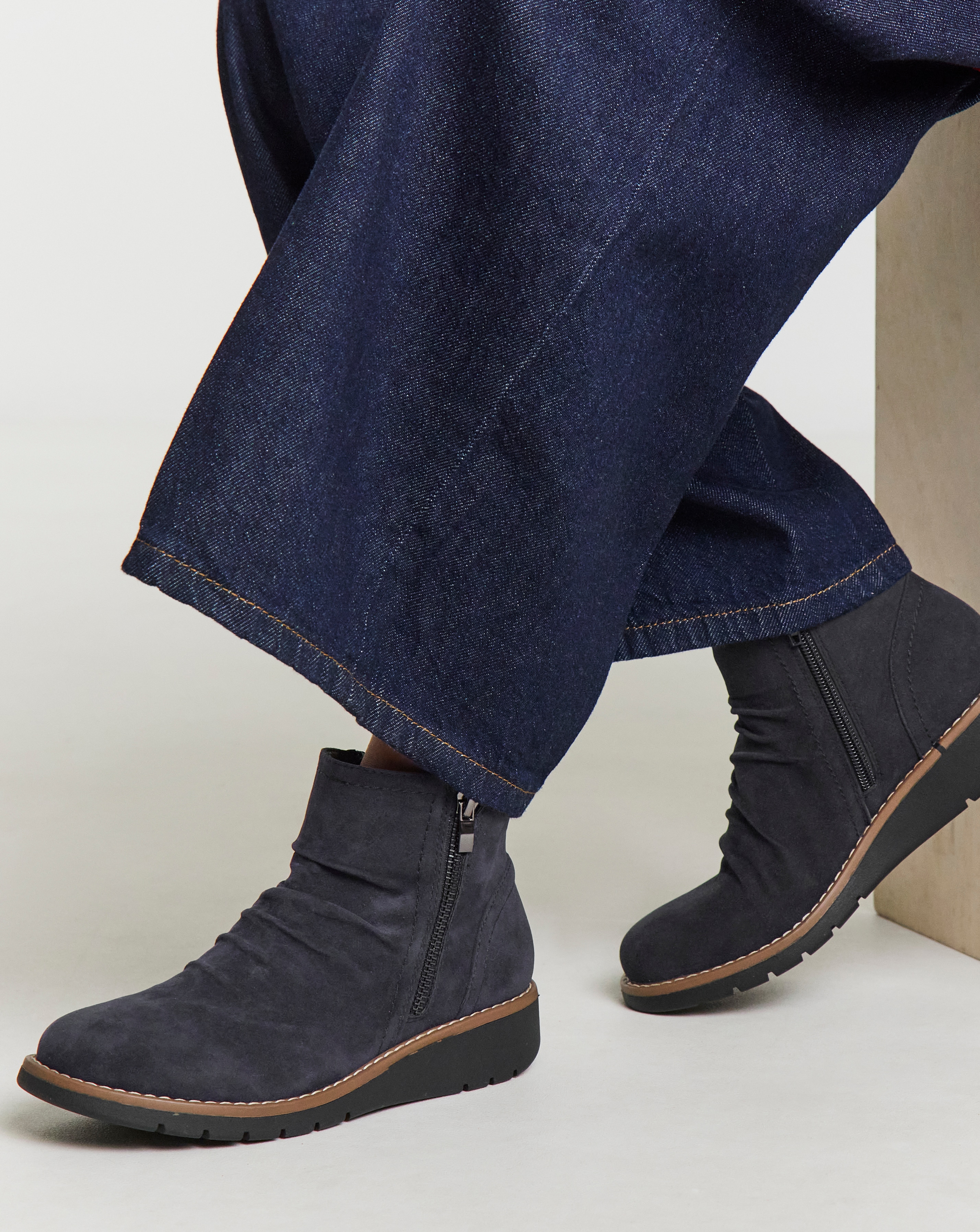 New In - Low Wedge Boot With Zip Ex Wide