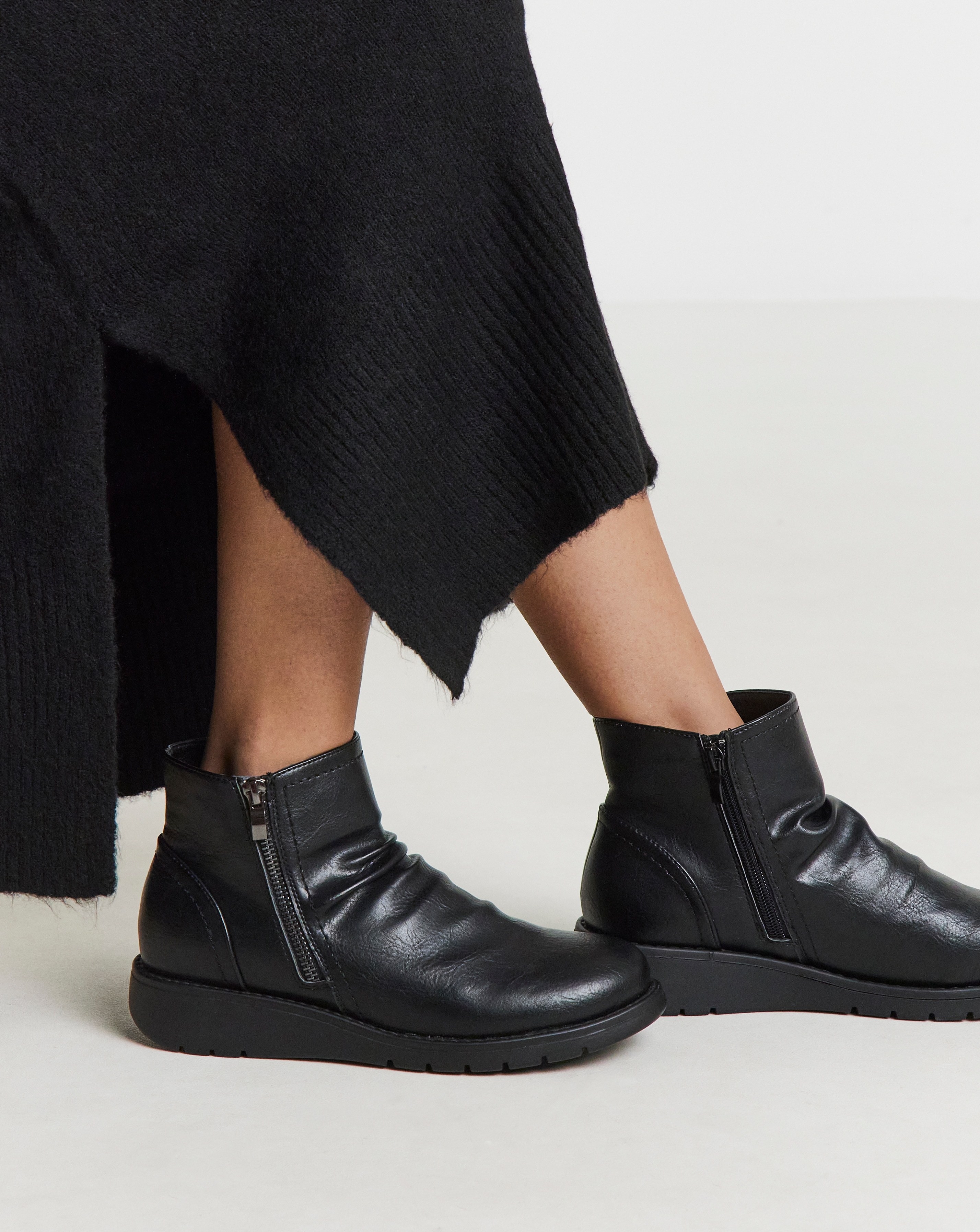 New In - Low Wedge Boot With Zip Wide