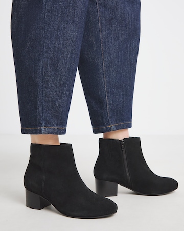 Chiba Suede Low Block Heel Ankle Boot - Extra Wide Fit (EEE)