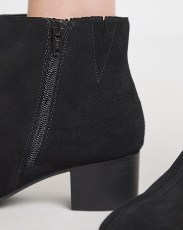Chiba Suede Low Block Heel Ankle Boot - Extra Wide Fit (EEE)