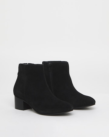 Chiba Suede Low Block Heel Ankle Boot - Extra Wide Fit (EEE)