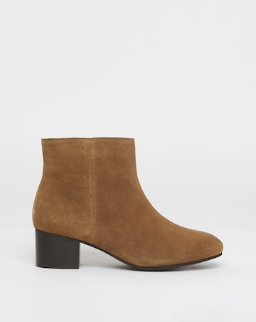 Chiba Suede Low Block Heel Ankle Boot - Wide Fit (E)