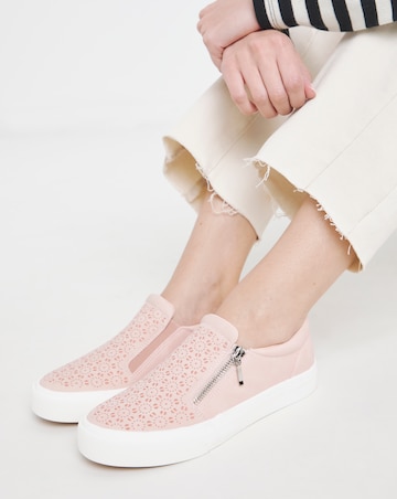 Bramble Zip Detail Slip on Trainer - Wide Fit (E)