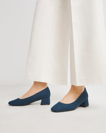 Heavenly Soles Catherine Low Block Heel Court Shoes - Wide Fit (E)