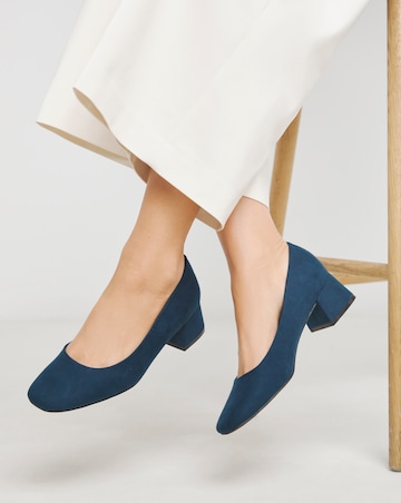 Heavenly Soles Catherine Low Block Heel Court Shoes - Wide Fit (E)