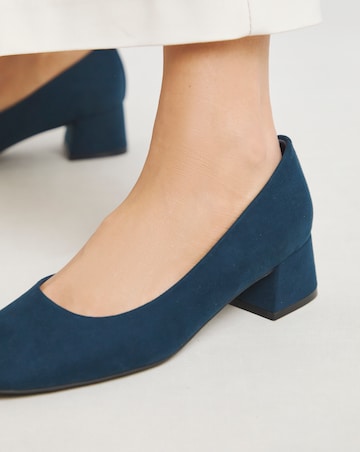 Heavenly Soles Catherine Low Block Heel Court Shoes - Wide Fit (E)