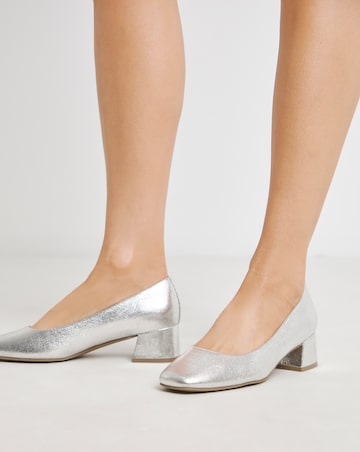 Heavenly Soles Catherine Low Block Heel Court Shoes - Wide Fit (E)