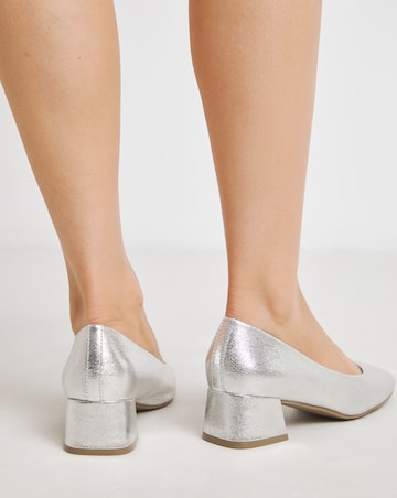 Heavenly Soles Catherine Low Block Heel Court Shoes - Wide Fit (E)