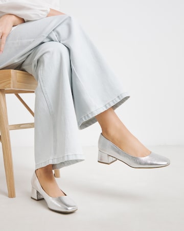 Heavenly Soles Catherine Low Block Heel Court Shoes - Wide Fit (E)