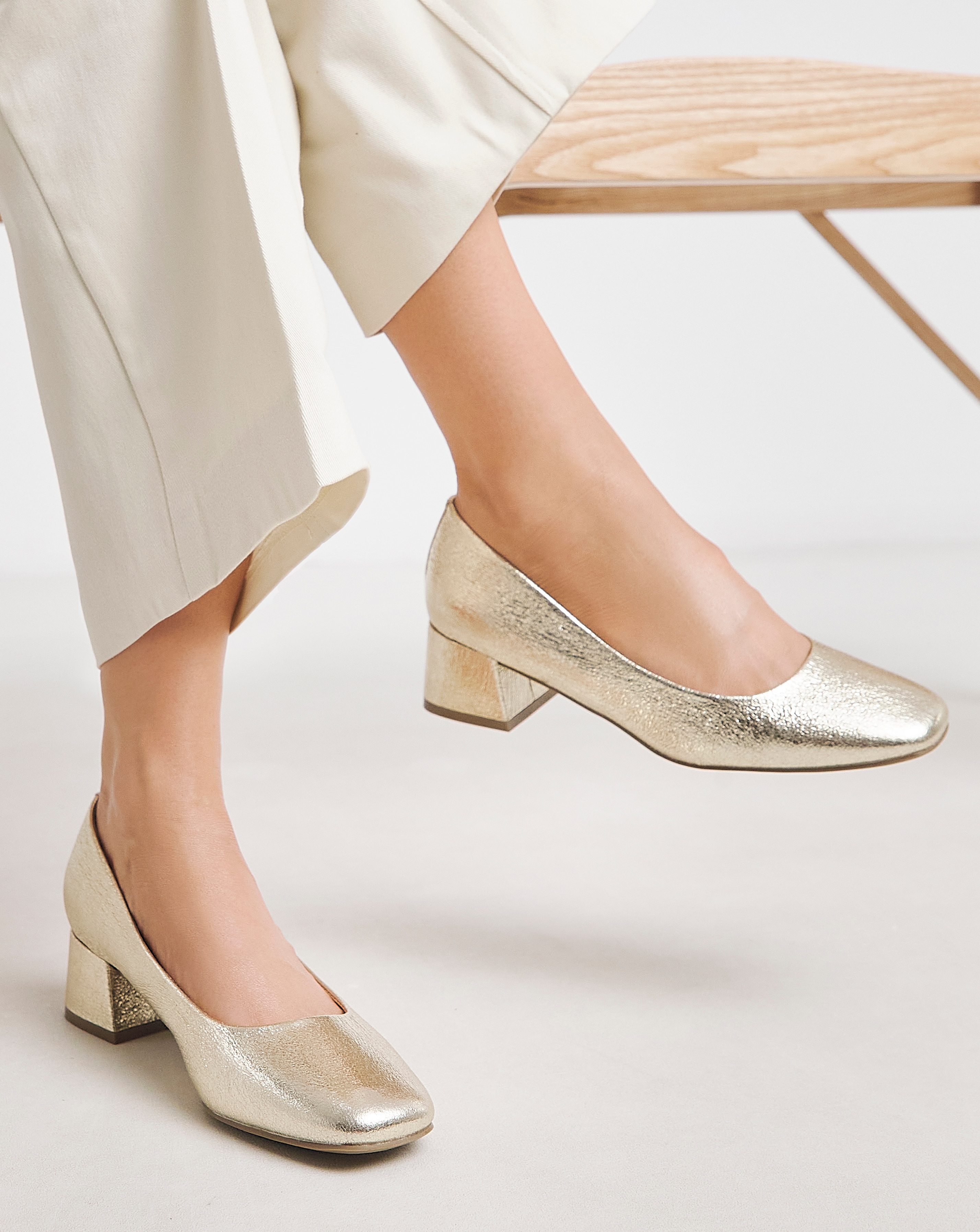 New In - Low Block Heel Court Shoes Wide