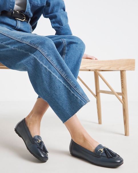 Heavenly Soles Prague Leather Driving Moccasins - Wide Fit (E)