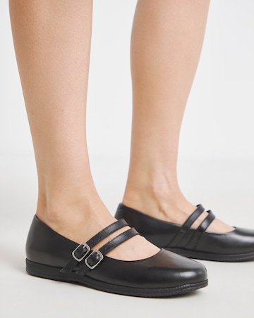 Heavenly Soles Alexis Classic Mary Janes With Two Straps - Extra Wide Fit (EEE)