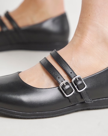 Heavenly Soles Alexis Classic Mary Janes With Two Straps - Extra Wide Fit (EEE)