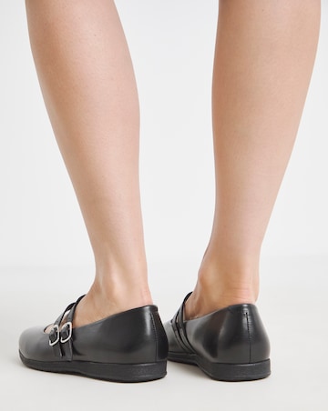 Heavenly Soles Alexis Classic Mary Janes With Two Straps - Extra Wide Fit (EEE)