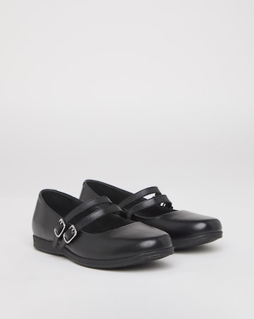 Heavenly Soles Alexis Classic Mary Janes With Two Straps - Extra Wide Fit (EEE)