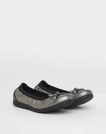 Heavenly Soles Zuri Elasticated Topline Ballerinas With Bow - Wide Fit (E)