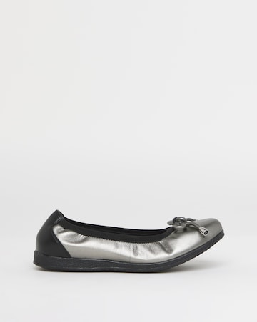 Heavenly Soles Zuri Elasticated Topline Ballerinas With Bow - Wide Fit (E)