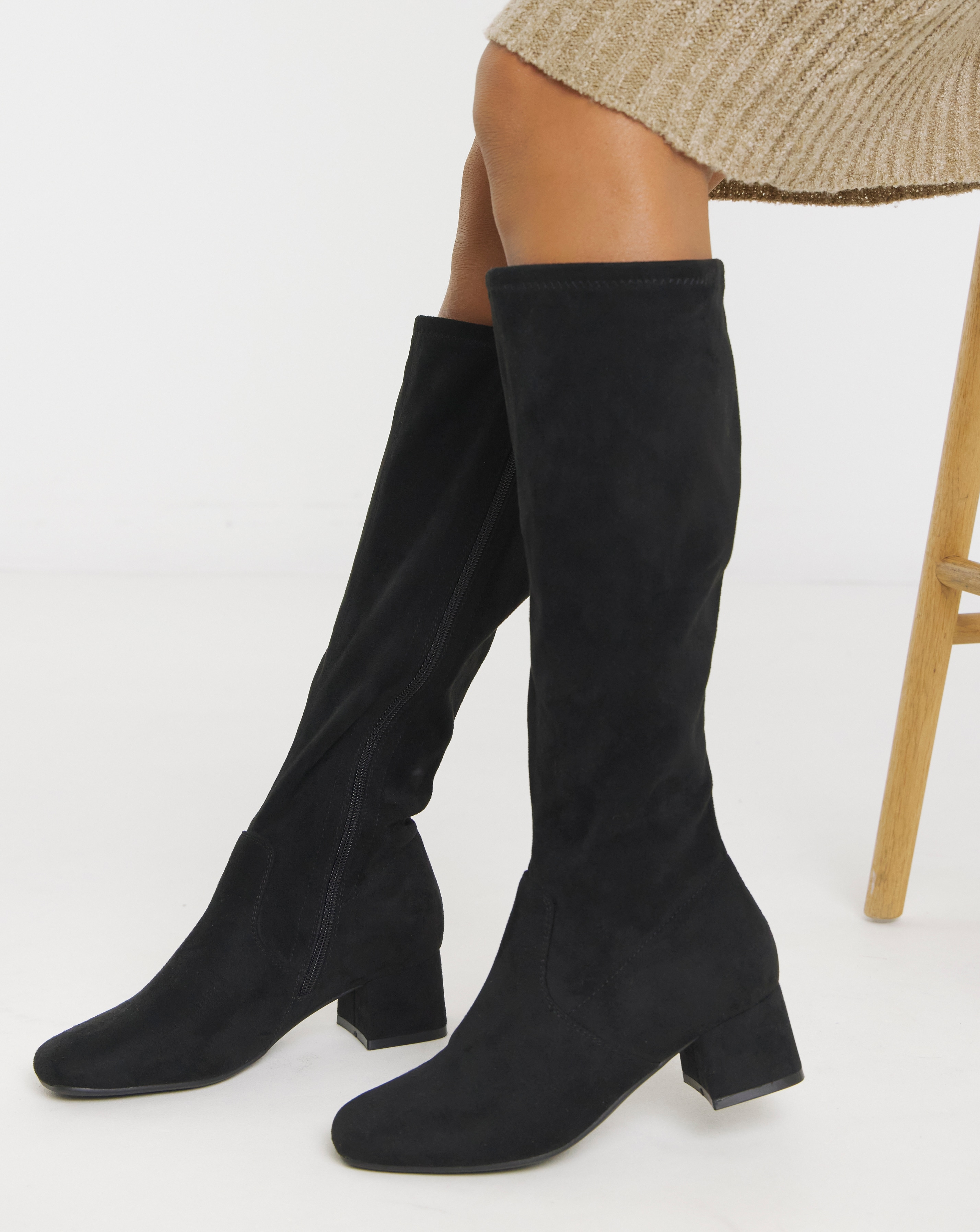 Low Block Heel Knee High Boot E Std