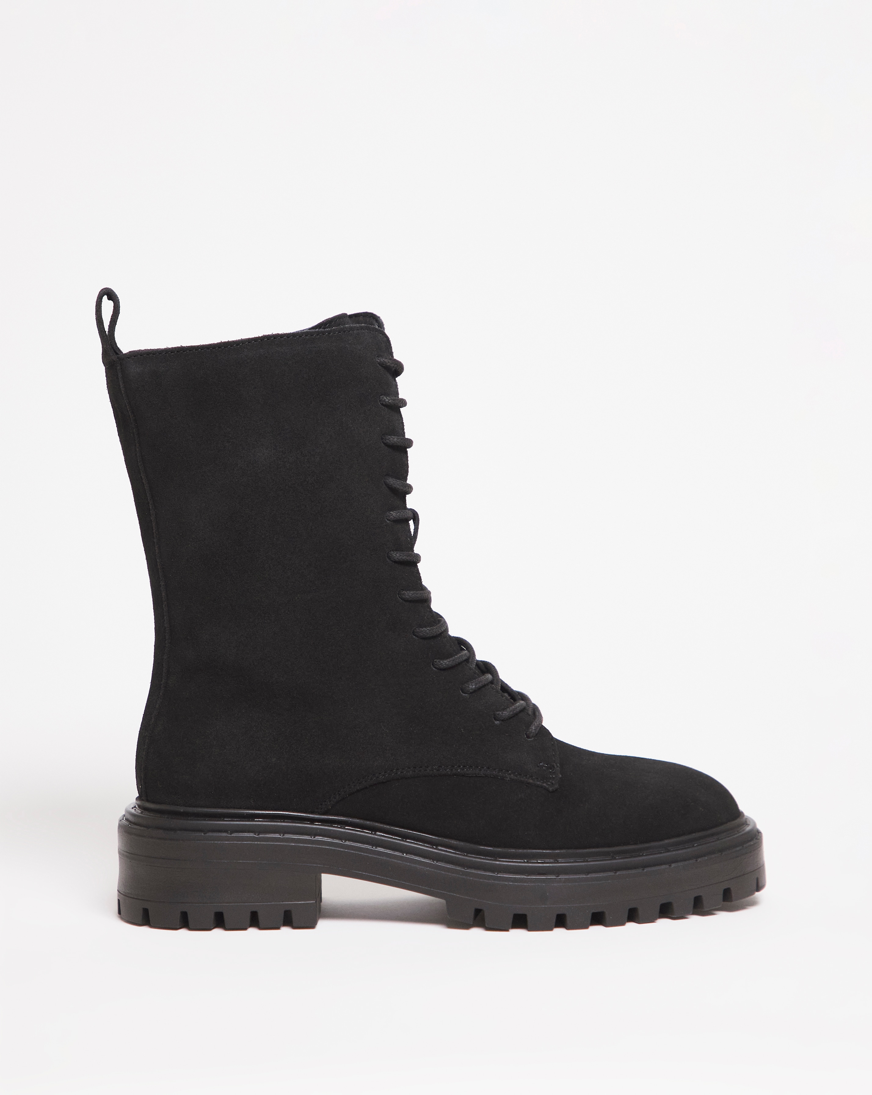 Suede Lace Up Boot E Fit - Black - Size 4 - Women's