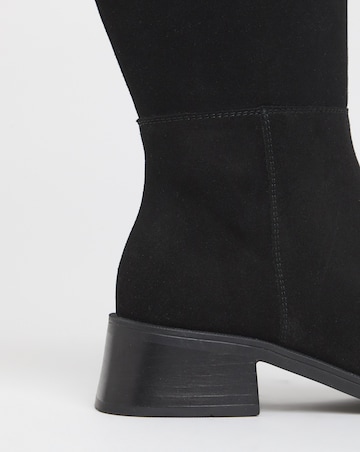 Cressida Block Heel Suede Knee Boots - Extra Wide Fit (EEE) & Super Curvy Calf