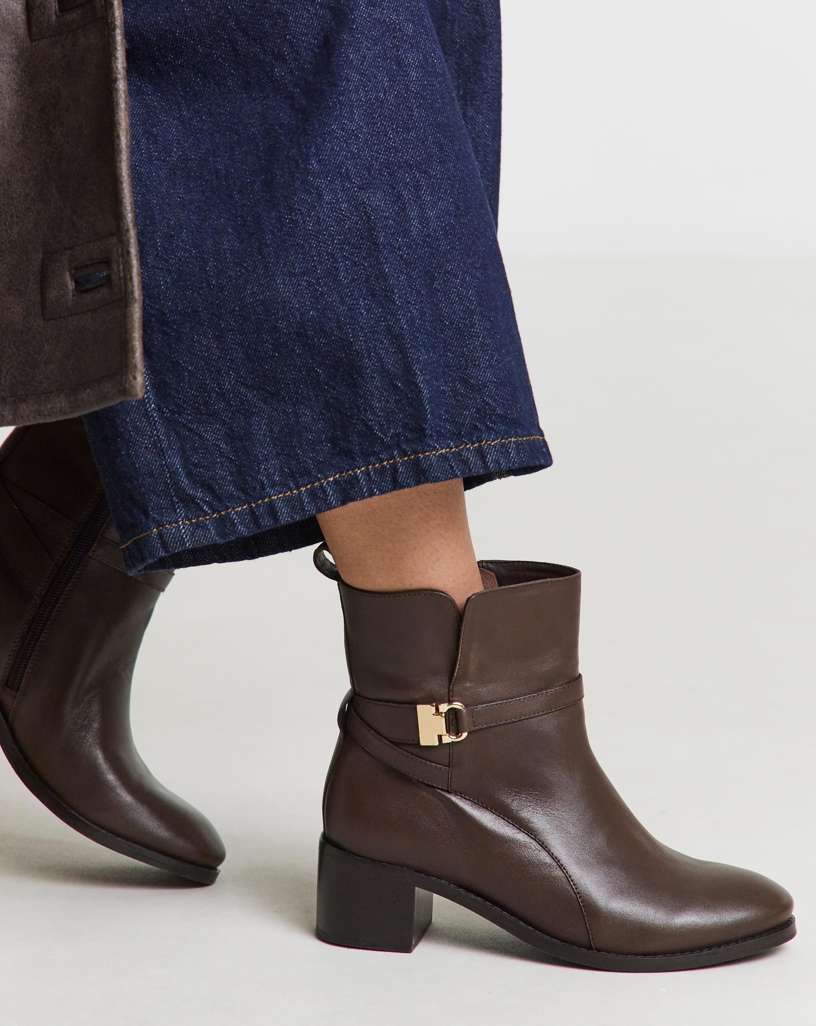 New In - Low Heel Ankle Boot with Trim Wide