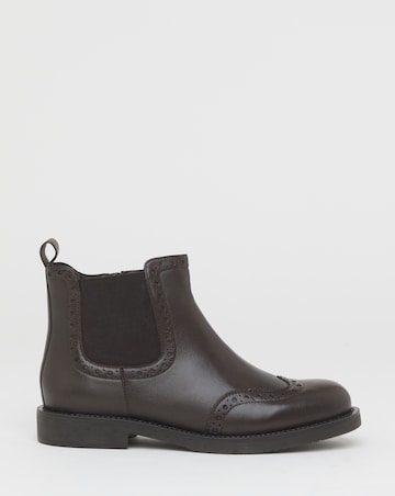 Samantha Leather Chelsea Boot With Brogue Detailing - Wide Fit (E)