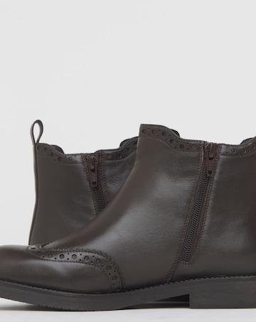 Samantha Leather Chelsea Boot With Brogue Detailing - Wide Fit (E)