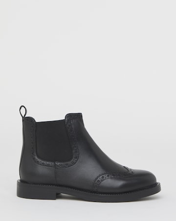 Samantha Leather Chelsea Boot With Brogue Detailing - Extra Wide Fit (EEE)