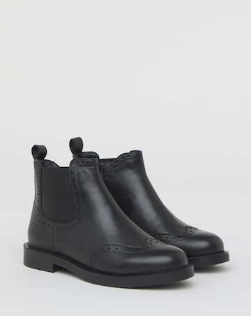 Samantha Leather Chelsea Boot With Brogue Detailing - Extra Wide Fit (EEE)