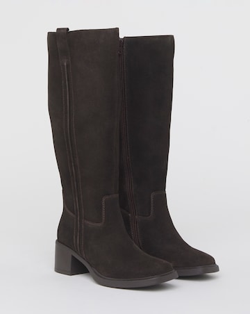 Winnie Suede Block Heel Knee High Boots -Extra Wide Fit (EEE) & Super Curvy Calf