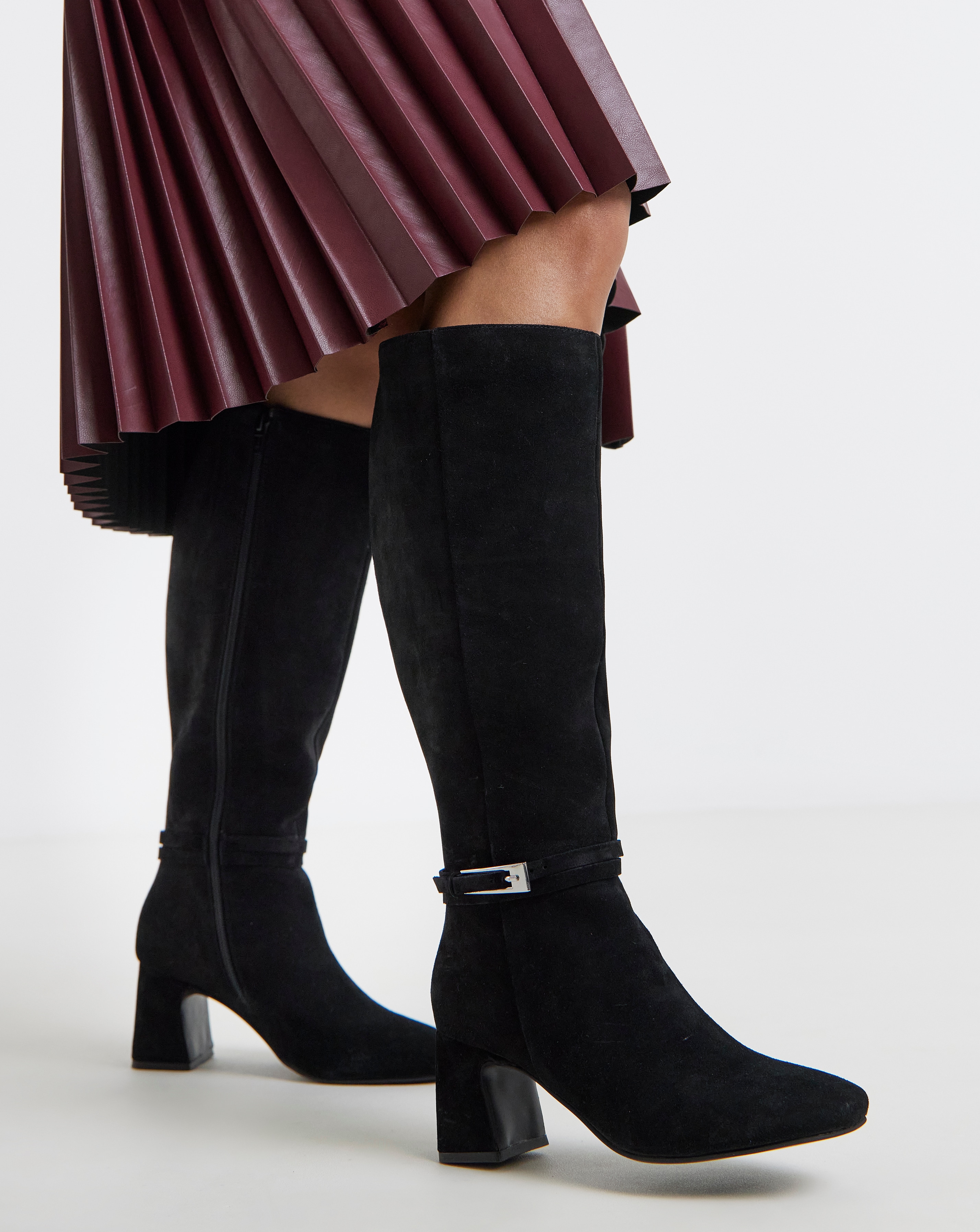 Heeled Leather Knee High Boot ExWide SC
