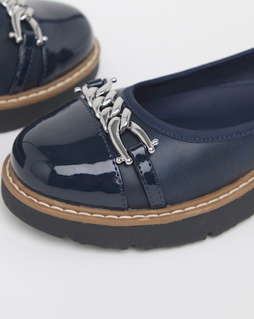 Heavenly Soles Soliel Low Wedge Ballerinas With Snaffle - Extra Wide Fit (EEE)