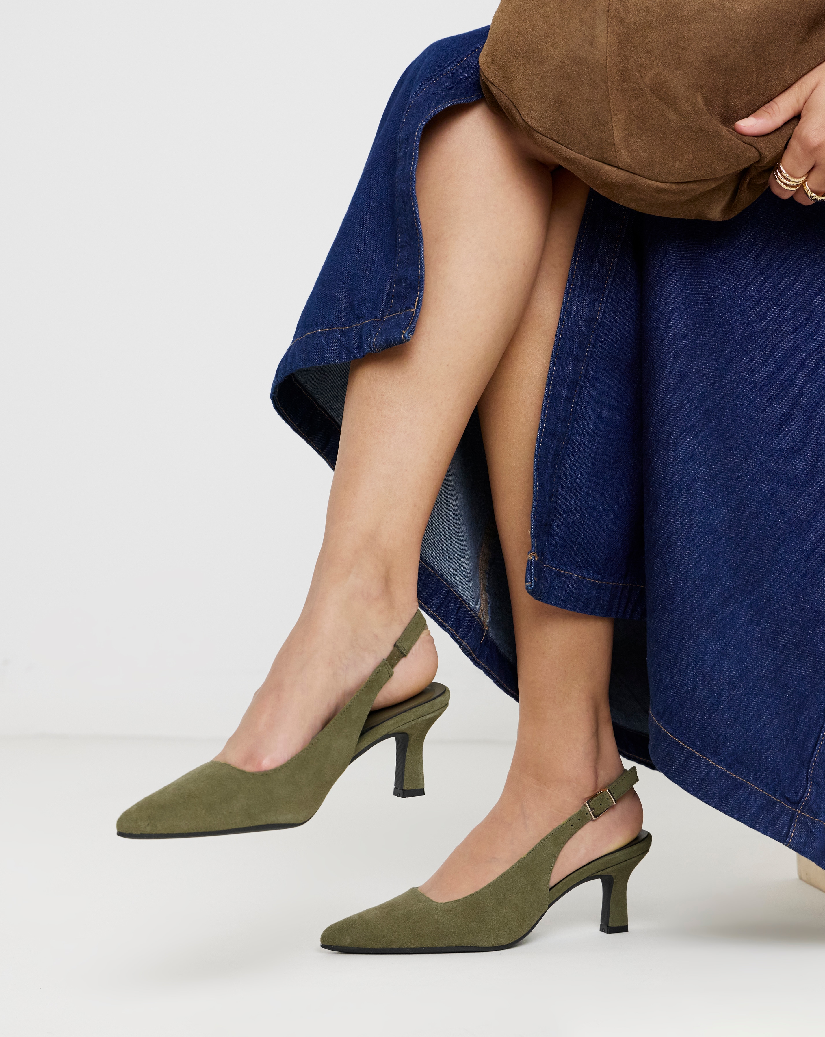 New In - Pointed Toe Slingback Heels Wide