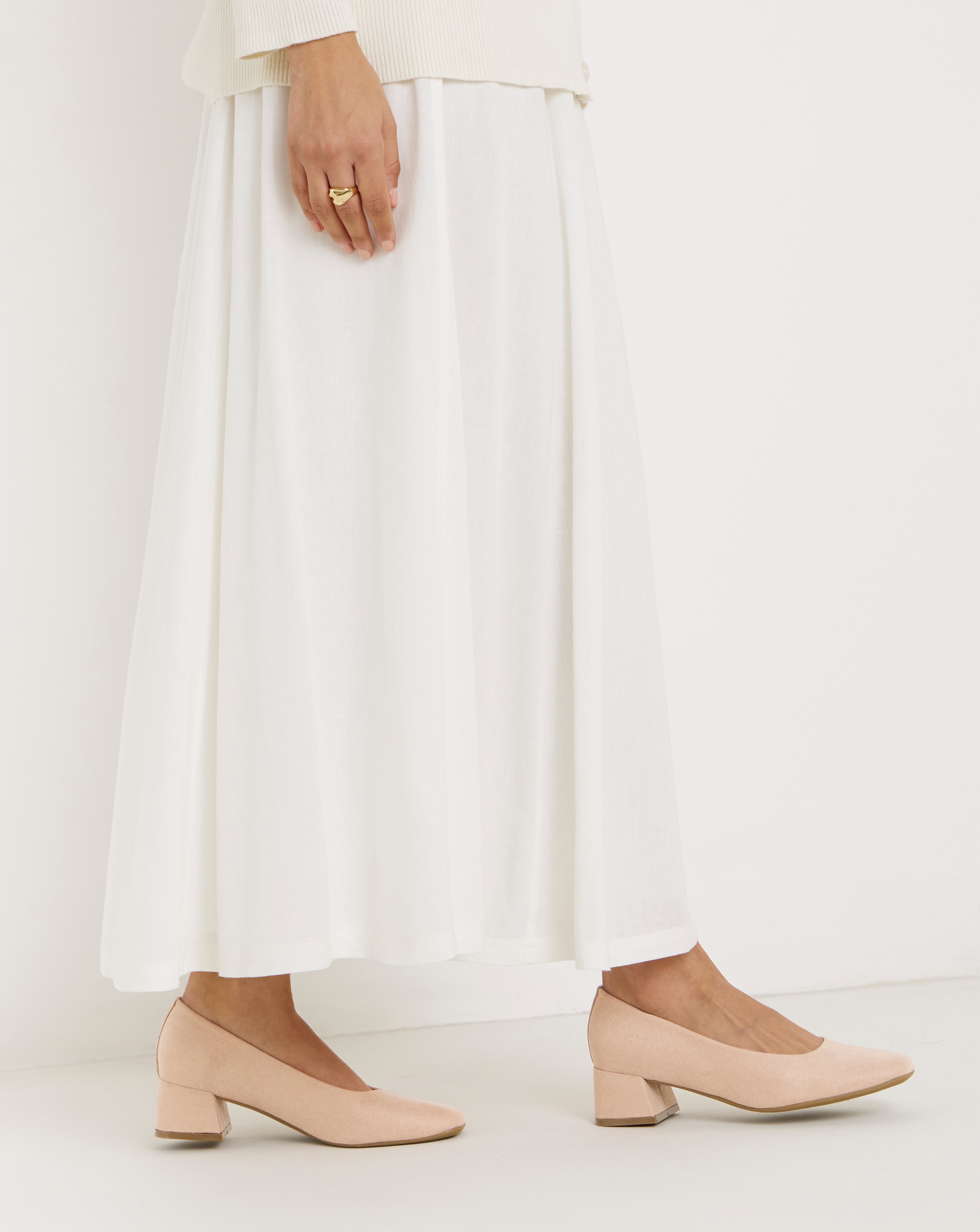 New In - Low Block Heel Court Shoes Wide