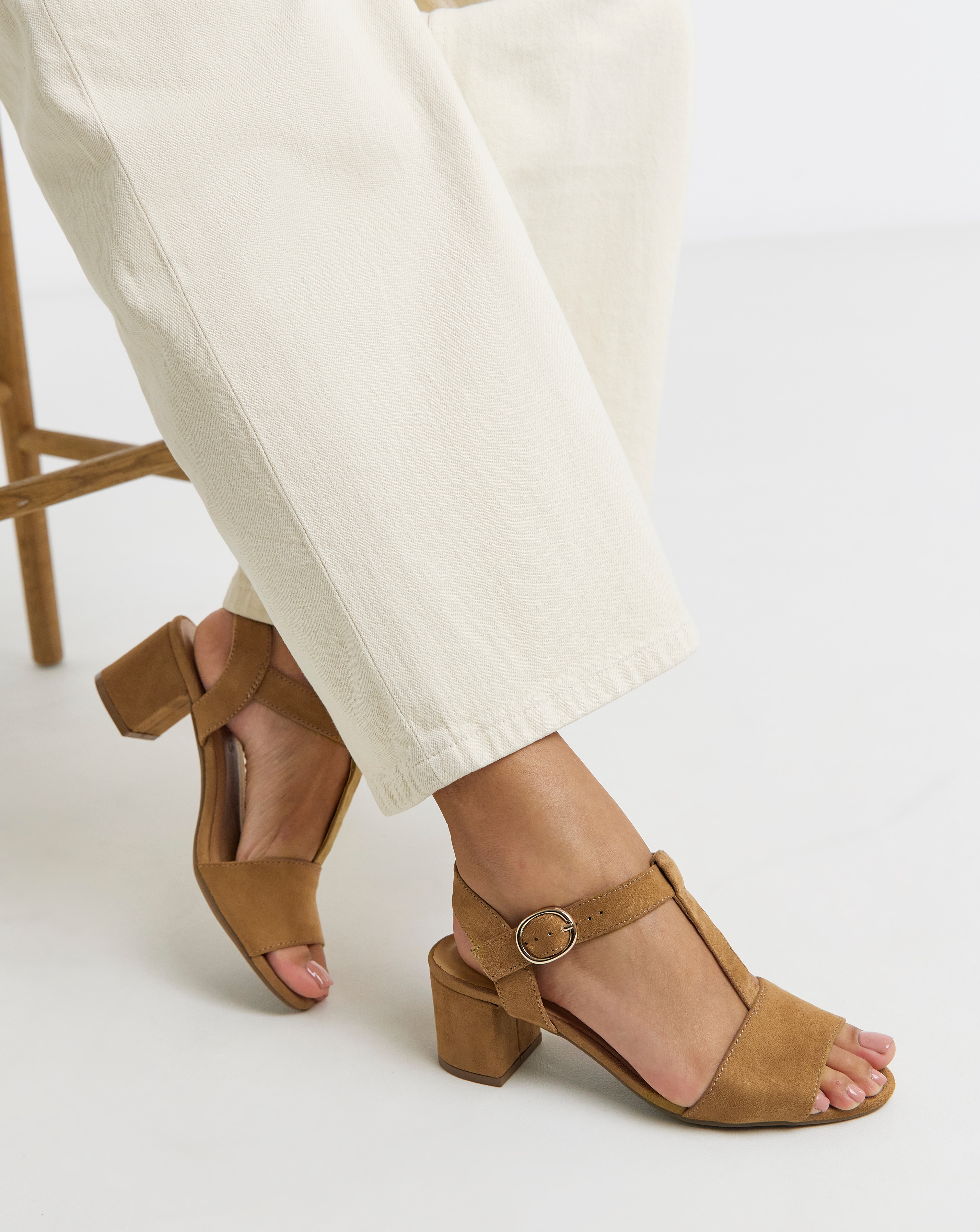 New In - T Bar Heeled Sandals Wide