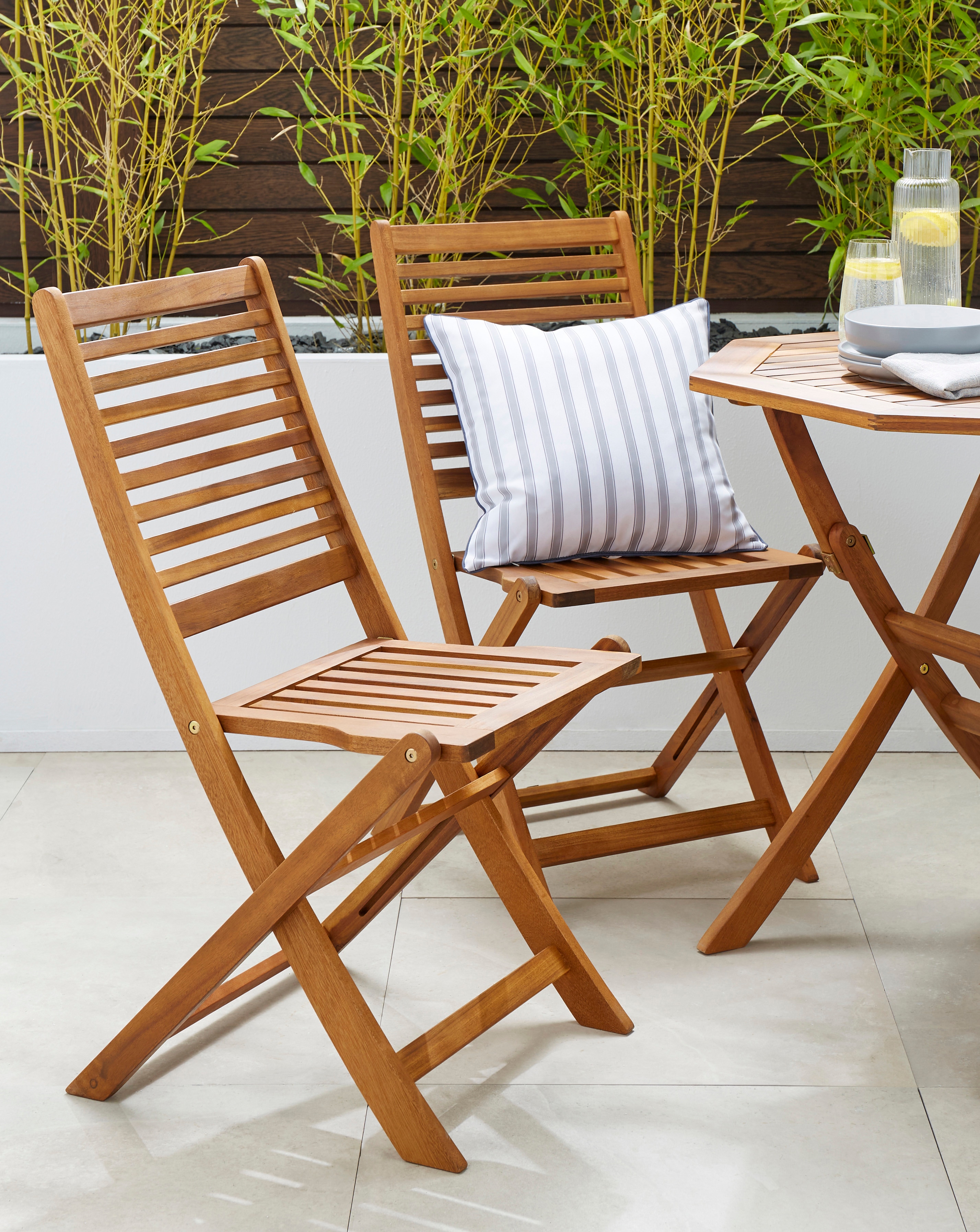 Pair of Acacia Wood Foldable Chairs