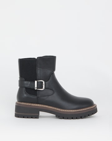 Heavenly Soles Blake Ankle Chelsea Boots with Buckle - Extra Wide Fit (EEE)
