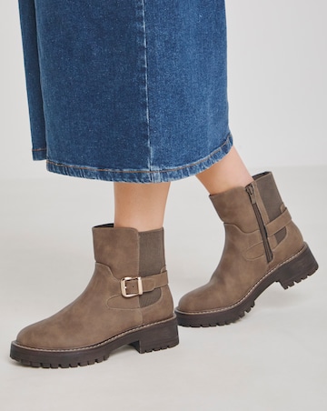 Heavenly Soles Blake Ankle Chelsea Boots with Buckle - Extra Wide Fit (EEE)