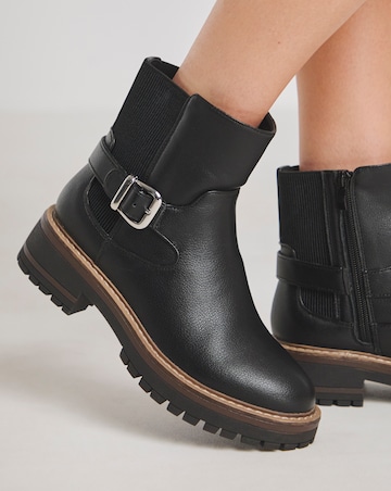 Heavenly Soles Blake Ankle Chelsea Boots with Buckle - Extra Wide Fit (EEE)